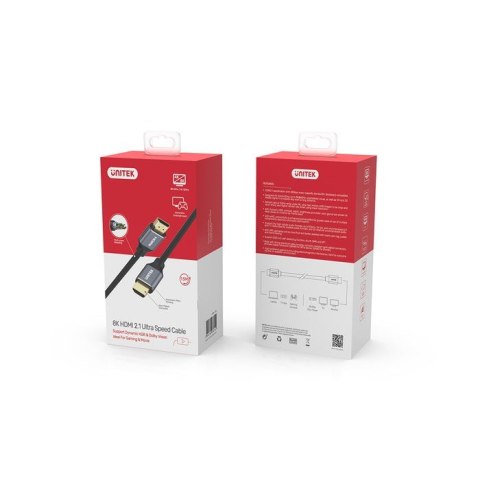 UNITEK KABEL HDMI 2.1, 8K 60HZ, 4K 120HZ, 5M,C140W UNITEK KABEL HDMI 2.1, 8K 60HZ, 4K 120HZ, 5M,C140W