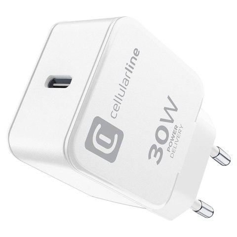 Cellularline The One - Ładowarka sieciowa USB-C Power Delivery 30W (biały) Cellularline The One - Ładowarka sieciowa USB-C Power Delivery 30W (biały)