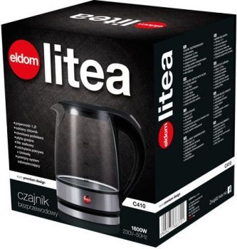 ELDOM CZAJNIK SZKLANY LITEA 1500 W POJ. 1 2 L F ELDOM CZAJNIK SZKLANY LITEA 1500 W POJ. 1 2 L F