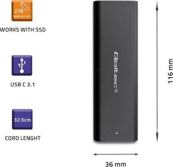QOLTEC OBUDOWA DO DYSKÓW KIESZEŃ M.2 SATA SSD | NVME | USB TYP C QOLTEC OBUDOWA DO DYSKÓW KIESZEŃ M.2 SATA SSD | NVME | USB TYP C