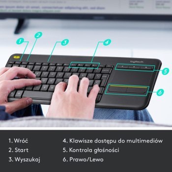 Klawiatura Logitech K400 Plus Czarna (920-007145) Klawiatura Logitech K400 Plus Czarna (920-007145)