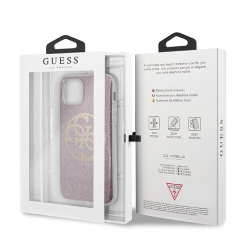 Guess Circle Glitter 4G - Etui iPhone 11 Pro Max (różowy) Guess Circle Glitter 4G - Etui iPhone 11 Pro Max (różowy)