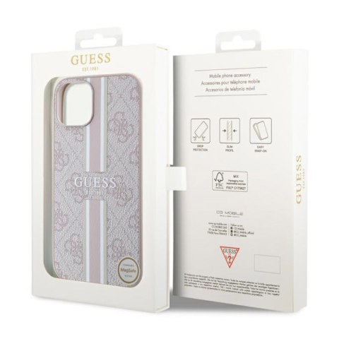 Guess 4G Printed Stripes MagSafe - Etui iPhone 14 (Różowy) Guess 4G Printed Stripes MagSafe - Etui iPhone 14 (Różowy)