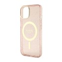 Guess Glitter Gold MagSafe - Etui iPhone 14 (Różowy)