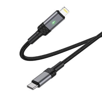 Borofone Kabel BU30 Lynk Smart power-off - Typ C na Lightning - PD 20W 1,2 metra czarny