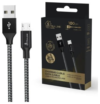 Extralink Smart Life 15W, USB-A - microUSB, 100cm, PVC, 5V 2.4A, czarny Extralink Smart Life 15W, USB-A - microUSB, 100cm, PVC, 5V 2.4A, czarny