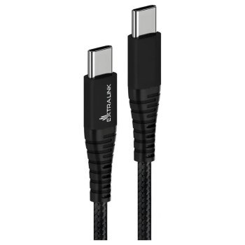 Extralink Smart Life Braided 100W USB Type-C to Type-C 480 Mbps, 20V 5A 2m czarny Extralink Smart Life Braided 100W USB Type-C to Type-C 480 Mbps, 20V 5A 2m czarny