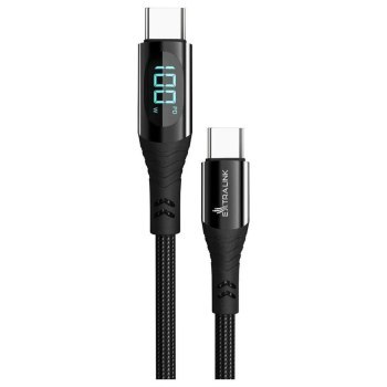Extralink Smart Life USB-C - USB-C z wyświetlaczem LED czarny 100W, 200cm Extralink Smart Life USB-C - USB-C z wyświetlaczem LED czarny 100W, 200cm
