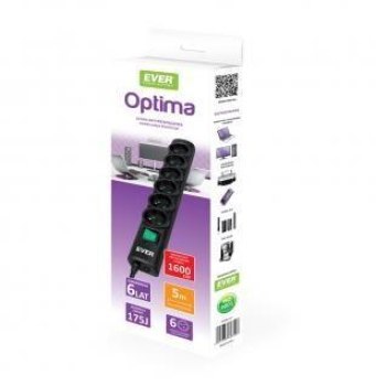 Listwa przeciwprzepięciowa Ever OPTIMA 5 0m (6 x UTE; 10 A; kolor czarny) (T/LZ08-OPT050/0000) Listwa przeciwprzepięciowa Ever OPTIMA 5 0m (6 x UTE; 10 A; kolor czarny) (T/LZ08-OPT050/0000)