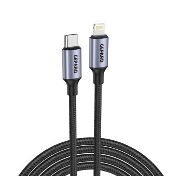 Kabel GEPARD USB-C - Lightning PD20W metal head 2m