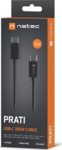 Natec Prati USB-C 2.0m czarny PD 100W