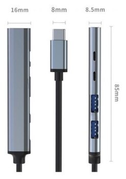 Qoltec USB-C 3.1 5w1 | USB-C PD| USB-C | 2x USB 2.0 | USB 3.0