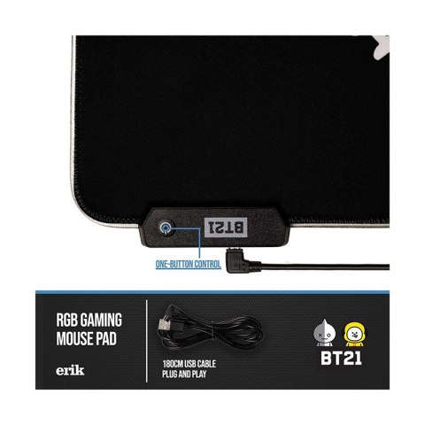 BT21 - Mata gamingowa / na biurko XXL z podświetleniem LED (90 x 40 cm) BT21 - Mata gamingowa / na biurko XXL z podświetleniem LED (90 x 40 cm)