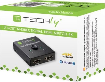 Techly 108606 Przełącznik HDMI 2-portowy, dwukierunkowy 2x1 lub 1x2, 4K, 60Hz Techly 108606 Przełącznik HDMI 2-portowy, dwukierunkowy 2x1 lub 1x2, 4K, 60Hz