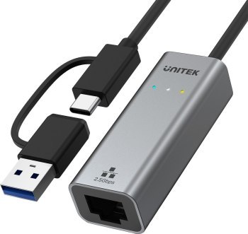 UNITEK ADAPTER USB-A/C - RJ45 2.5G ETHERNET (M/F) UNITEK ADAPTER USB-A/C - RJ45 2.5G ETHERNET (M/F)