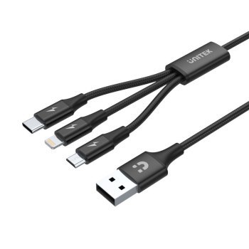 Unitek 3w1 microUSB/Lightning/USB-C 1.2m czarny Unitek 3w1 microUSB/Lightning/USB-C 1.2m czarny
