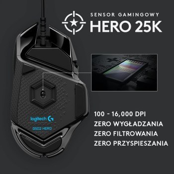 Mysz Logitech G502 Hero 910-005470 (optyczna; 16000 DPI; kolor czarny) Mysz Logitech G502 Hero 910-005470 (optyczna; 16000 DPI; kolor czarny)