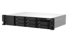 Qnap TS-873AeU-4G 2U 8 x 2.5 /3.5 SATA AMD Ryzen V1500B 4C/8T 4GB DDR4 SODIMM  (max. 64GB) 2 x 2.5GbE optional 10GbE Single PSU 