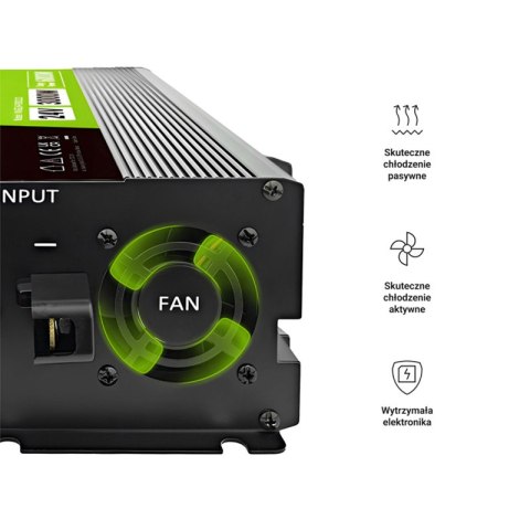 Green Cell - Przetwornica napięcia PowerInverter z wyświetlaczem LCD 24V na 230V 3000W/6000W Czysta sinusoida Green Cell - Przetwornica napięcia PowerInverter z wyświetlaczem LCD 24V na 230V 3000W/6000W Czysta sinusoida