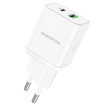 Borofone Ładowarka sieciowa BN7 - USB + Typ C - QC 3.0 PD 20W biała Borofone Ładowarka sieciowa BN7 - USB + Typ C - QC 3.0 PD 20W biała