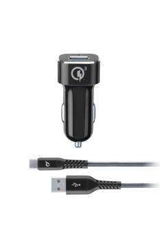 CAR CHARGER KIT TETRA QC TYPE-C BLACK CAR CHARGER KIT TETRA QC TYPE-C BLACK