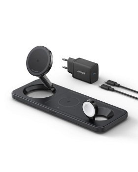 Stacja magnetyczna pozioma MagGo 15W 3-in-1 Czarna Stacja magnetyczna pozioma MagGo 15W 3-in-1 Czarna