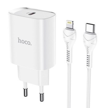 HOCO ŁADOWARKA SIECIOWA TYP C PD 20W FAST CHARGE SMART CHARGING Z KABLEM DO IPHONE LIGHTNING 8-PIN N14 BIAŁA HOCO ŁADOWARKA SIECIOWA TYP C PD 20W FAST CHARGE SMART CHARGING Z KABLEM DO IPHONE LIGHTNING 8-PIN N14 BIAŁA