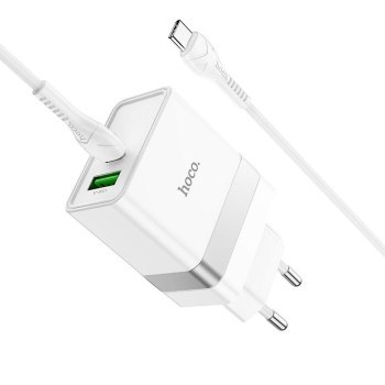 HOCO ŁADOWARKA SIECIOWA TYP C + USB QC3.0 Z KABLEM DO TYP C POWER DELIVERY 30W STARTER N21 BIAŁA HOCO ŁADOWARKA SIECIOWA TYP C + USB QC3.0 Z KABLEM DO TYP C POWER DELIVERY 30W STARTER N21 BIAŁA