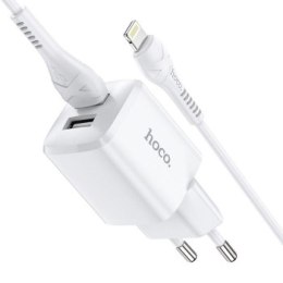 HOCO ładowarka sieciowa 2xUSB + kabel do Lightning 8-pin 2,4A N8 Briar biała