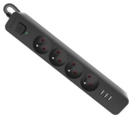 Listwa antyprzepięciowa - Defender listwa SFS 135 4G+3xUSB 5.0m czarna