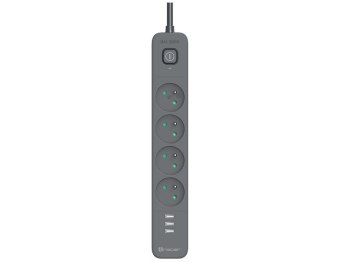 Listwa antyprzepięciowa - Tracer Power Line+ 1,5 m 4 gniazd + USB-A grafitowy Listwa antyprzepięciowa - Tracer Power Line+ 1,5 m 4 gniazd + USB-A grafitowy