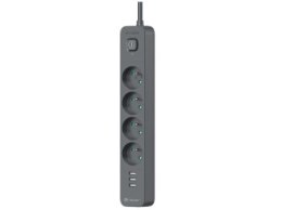 Listwa antyprzepięciowa - Tracer Power Line+ 1,5 m 4 gniazd + USB-A grafitowy