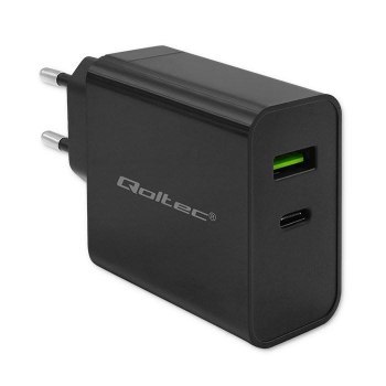 QOLTEC ŁADOWARKA SUPER QUICK PD | 1XUSB-C | 1XUSB | 45W | 5-20V | 2.25-3A | CZARNA QOLTEC ŁADOWARKA SUPER QUICK PD | 1XUSB-C | 1XUSB | 45W | 5-20V | 2.25-3A | CZARNA