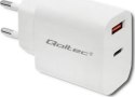 Qoltec 18W | 5-12V | 1.5-3A | USB typ C PD | USB QC 3.0 | Biała