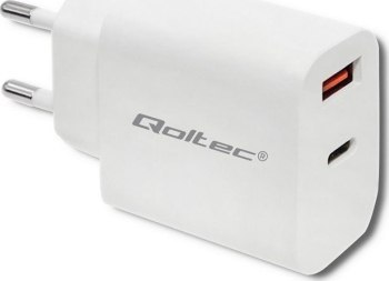 Qoltec 18W | 5-12V | 1.5-3A | USB typ C PD | USB QC 3.0 | Biała Qoltec 18W | 5-12V | 1.5-3A | USB typ C PD | USB QC 3.0 | Biała