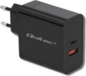 Qoltec 63W | 5-20V | 1.5-3A | USB typ C PD | USB QC 3.0 | Czarna