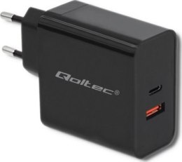 Qoltec 63W | 5-20V | 1.5-3A | USB typ C PD | USB QC 3.0 | Czarna
