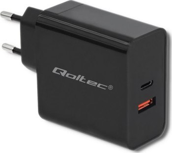Qoltec 63W | 5-20V | 1.5-3A | USB typ C PD | USB QC 3.0 | Czarna Qoltec 63W | 5-20V | 1.5-3A | USB typ C PD | USB QC 3.0 | Czarna