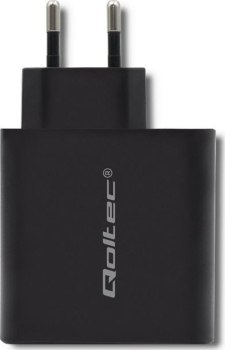 Qoltec 63W | 5-20V | 1.5-3A | USB typ C PD | USB QC 3.0 | Czarna