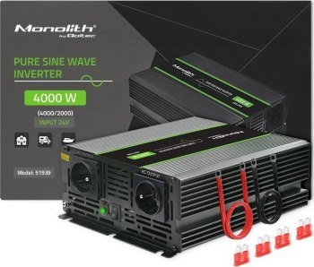 Qoltec Przetwornica napięcia Monolith | 2000W | 4000W | 24V na 230V | Czysty Sinus Qoltec Przetwornica napięcia Monolith | 2000W | 4000W | 24V na 230V | Czysty Sinus