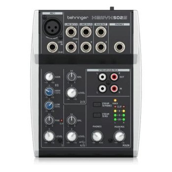 Behringer 502S - 5-kanałowy kompaktowy mikser analogowy z interfejsem USB zaprojektowany specjalnie do obsługi podcastów streamo Behringer 502S - 5-kanałowy kompaktowy mikser analogowy z interfejsem USB zaprojektowany specjalnie do obsługi podcastów streamo