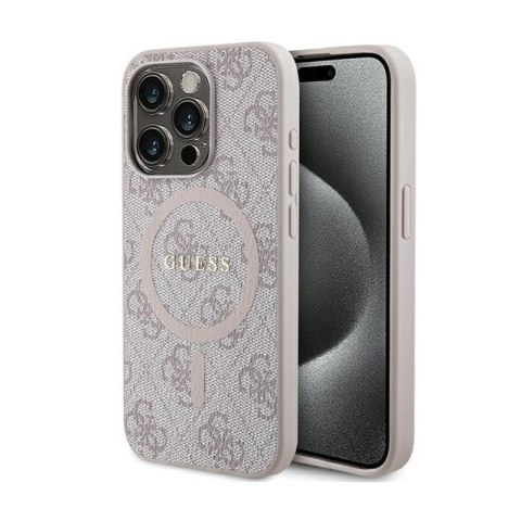 Guess 4G Collection Leather Metal Logo MagSafe - Etui iPhone 14 Pro Max (różowy) Guess 4G Collection Leather Metal Logo MagSafe - Etui iPhone 14 Pro Max (różowy)