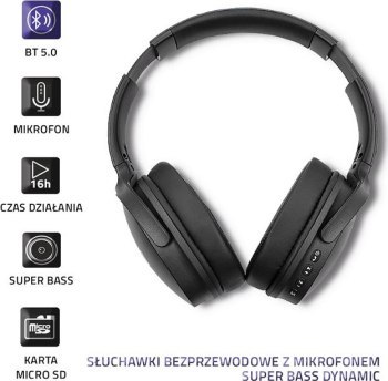QOLTEC SŁUCHAWKI BEZPRZEWODOWE Z MIKROFONEM SUPER BASS DYNAMIC | BT | CZARNE QOLTEC SŁUCHAWKI BEZPRZEWODOWE Z MIKROFONEM SUPER BASS DYNAMIC | BT | CZARNE