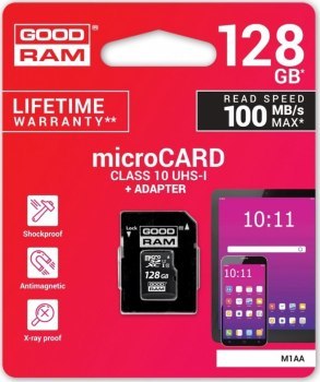 Karta pamięci GoodRam M1AA-1280R12 (128GB; Class 10; Adapter) Karta pamięci GoodRam M1AA-1280R12 (128GB; Class 10; Adapter)