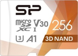 Karta pamięci Silicon Power microSDXC Superior Pro 256GB V30 UHS-1 U3 A1 + ADAPTER microSD-SD (SP256GBSTXDU3V20AB)
