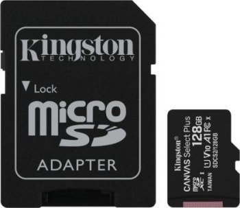 Karta pamięci z adapterem Kingston Canvas Select Plus SDCS2/128GB (128GB; Class 10 Class U1 V10; + adapter) Karta pamięci z adapterem Kingston Canvas Select Plus SDCS2/128GB (128GB; Class 10 Class U1 V10; + adapter)