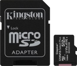 Karta pamięci z adapterem Kingston Canvas Select Plus SDCS2/512GB (512GB; Class 10 Class U1 V10; + adapter)