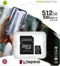 Karta pamięci z adapterem Kingston Canvas Select Plus SDCS2/512GB (512GB; Class 10 Class U1 V10; + adapter)