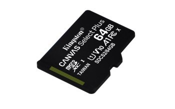 Karta pamięci z adapterem Kingston Canvas Select Plus SDCS2/64GB (64GB; Class 10 Class U1 V10; + adapter) Karta pamięci z adapterem Kingston Canvas Select Plus SDCS2/64GB (64GB; Class 10 Class U1 V10; + adapter)
