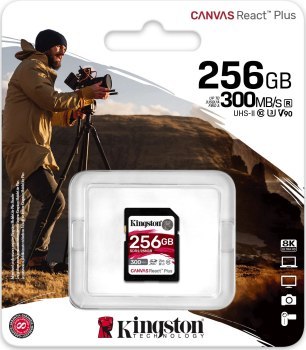 Kingston SDXC Canvas React Plus 256GB 300R/260W UHS-II U3 Kingston SDXC Canvas React Plus 256GB 300R/260W UHS-II U3